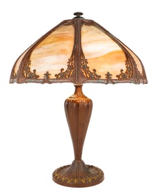 Rainaud Eight Panel Slag Glass Table Lamp