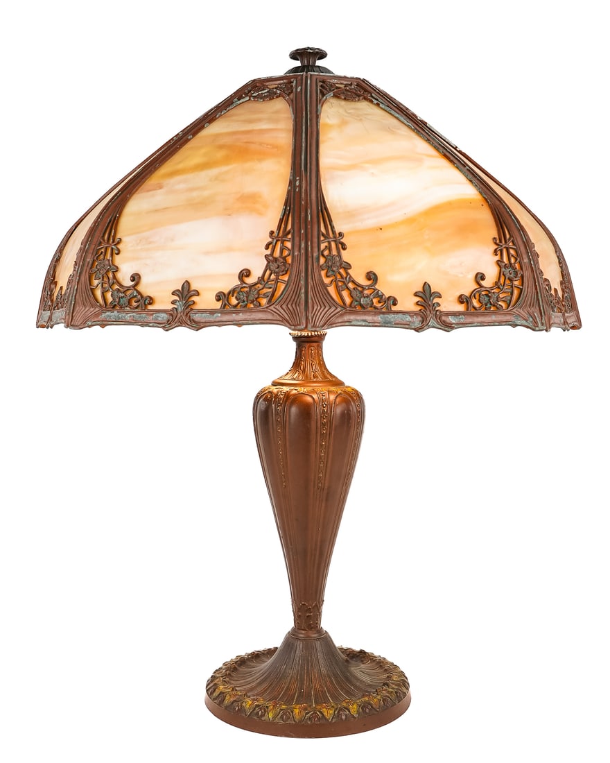 Rainaud Eight Panel Slag Glass Table Lamp (1 of 7)