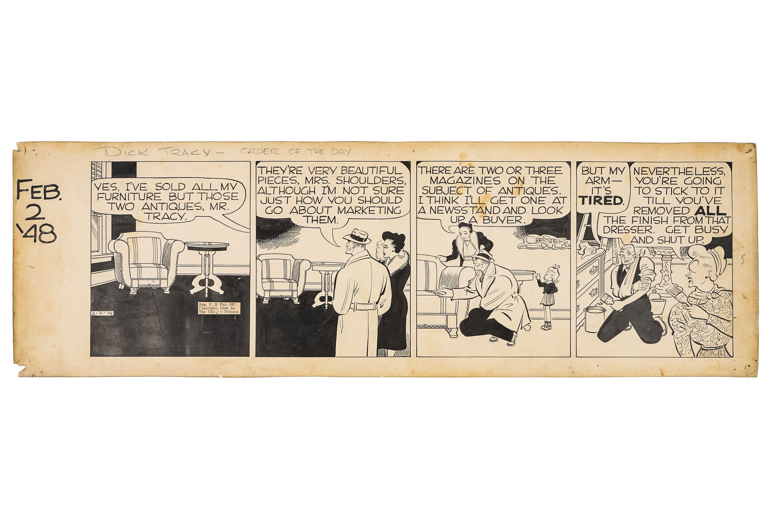 02/02/1948 Dick Tracy Daily Cartoon Art (1 of 6)