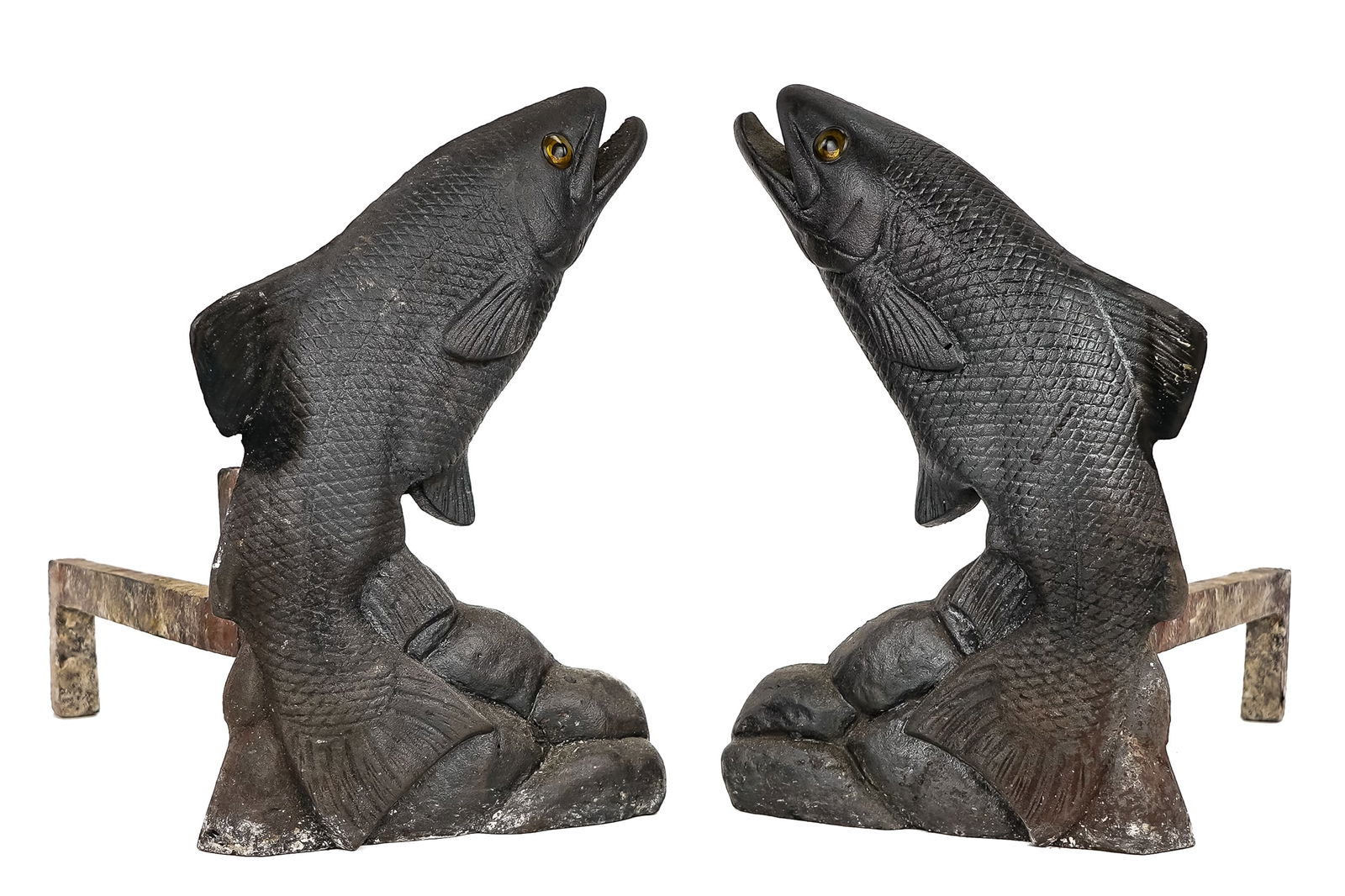 Pair Leaping Fish Fire-eye Andirons (1 of 6)