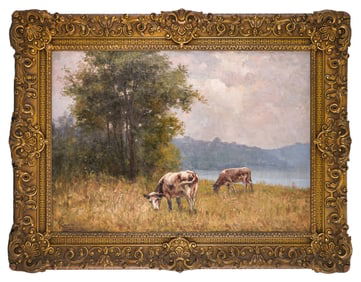 Gaetano Capone (IT 1845-1924) Pastoral with two cows