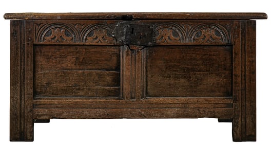 17th c English Paneled Oak Chest