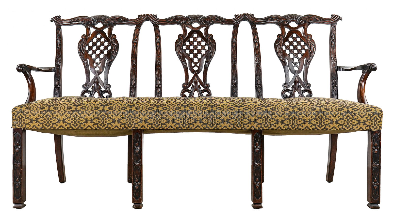 Fine Benchmade Chinese Chippendale Settee (1 of 5)