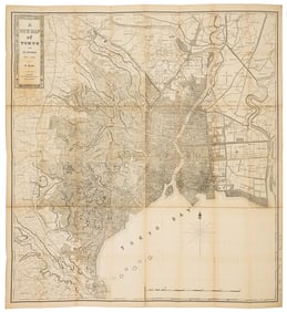 Circa 1890 New Map of Tokyo and its Environs Z.P. Maruya and Co.