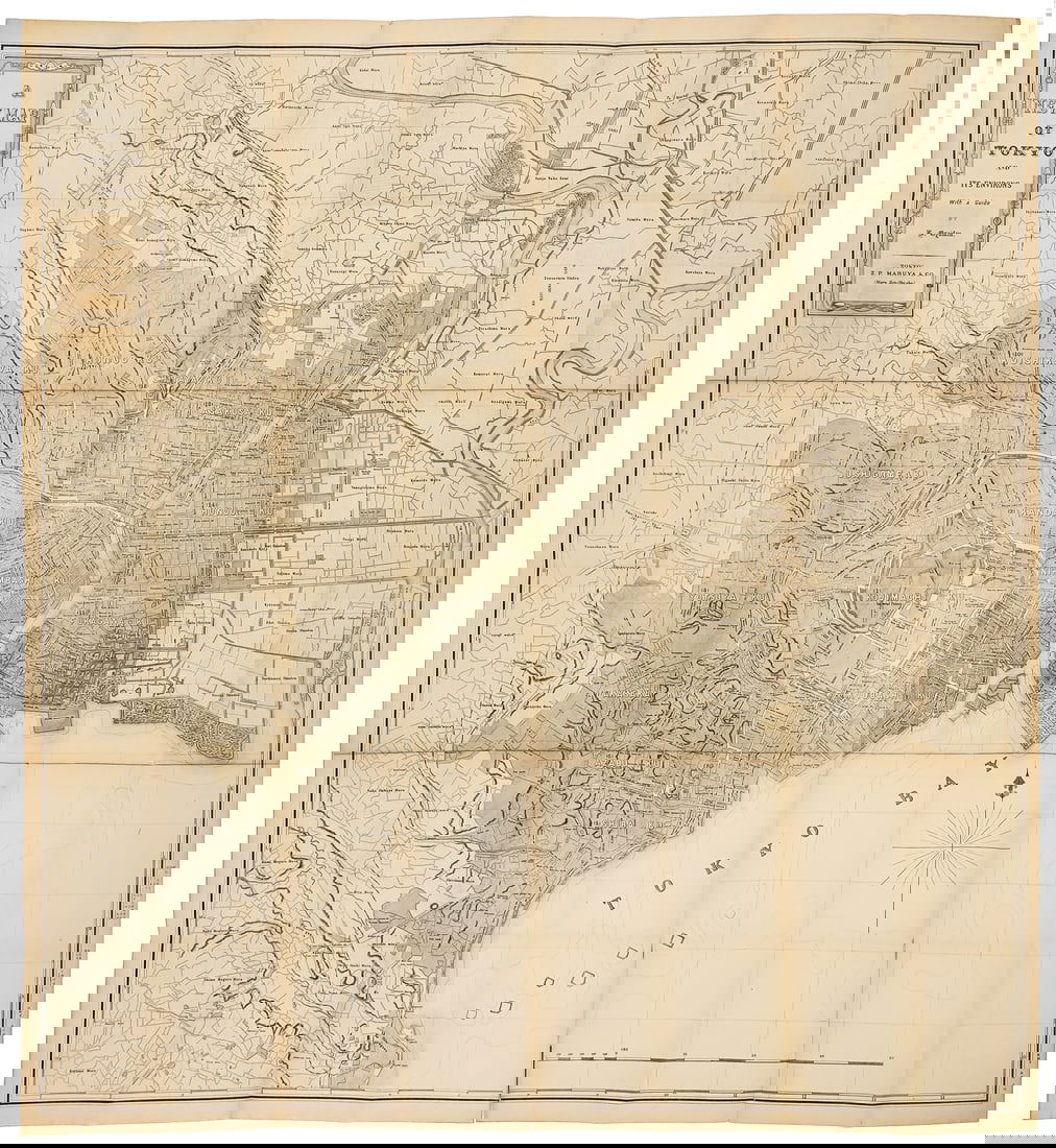 Circa 1890 New Map of Tokyo and its Environs Z.P. Maruya and Co. (1 of 6)