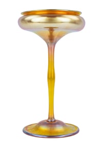 L. C. Tiffany Gold Favrile Glass Tazza Compote