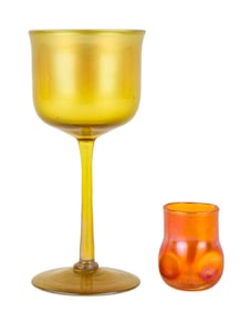 L. C. Tiffany Favrile Glass Goblet and Cordial