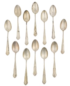 12 Continental 800 Silver Teaspoons