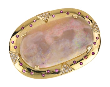 75 CT Australian Opal & Diamond Pendant