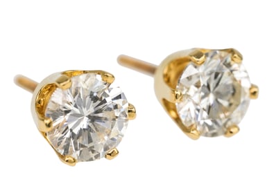Pair Diamond 2.4 CT Stud Round Cut Earrings
