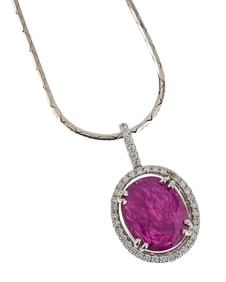 6 CT Natural Ruby & Diamond Pendant