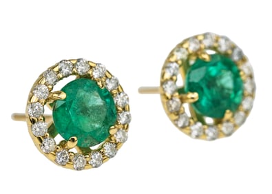 Emerald & Diamond Stud Earrings