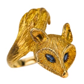 18k Fox Form Yellow Gold Ring