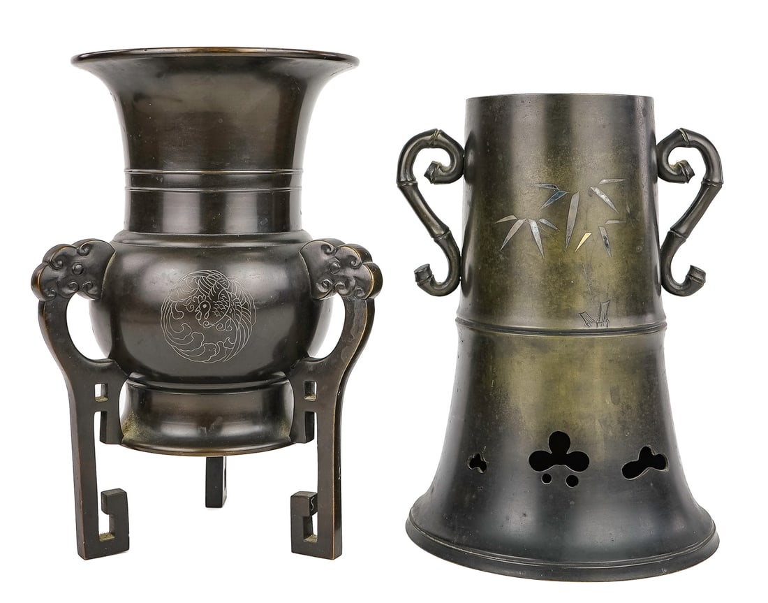 Two 19th c Japanese Bronze Vessels (1 of 7)