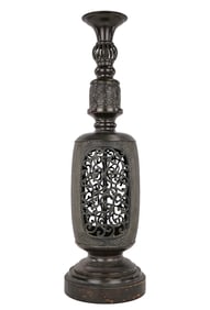 19th c Japanese Bronze Candlestick/ Lamp
