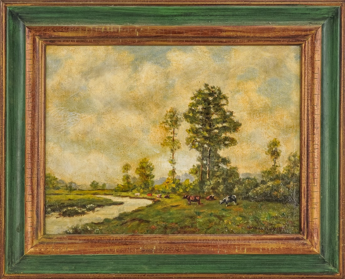Norman Bagley Wilson (EN 1906-) Pastoral Scene: Norman Bagley Wilson (English 1906-) Pastoral scene oil on canvas 12x16" 17 x 21" as framed.