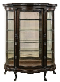 19th c Oak triple curve china cabinet