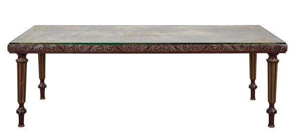 Mid 20th c Classical revival coffee table with mirrored top