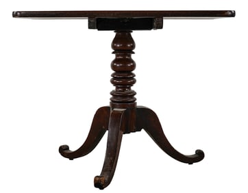 18th c English tea table with curled foot