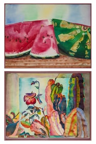 Annette Sexton de Ruiz (AM 20th c ) Two watercolor still lifes
