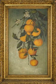 19th c oil on canvas botanical with Oranges