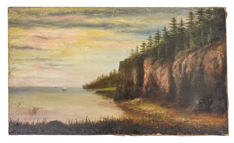 Attr. William Stacy (VT 1836-1919) Red Rocks Lake Champlain