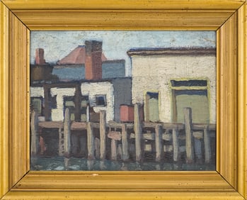 Unsigned Maine Wharf Scene