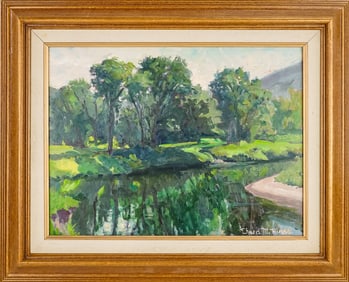 Fred M Hines ( VT 20th c) RIver Scene