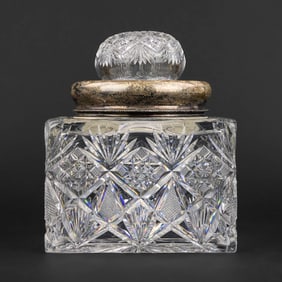 Dorflinger Cut Glass and Sterling Humidor
