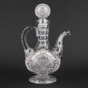 American Brilliant Cut Glass Footed Coffee Pot