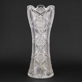 American Brilliant Cut Glass Corset Form Vase