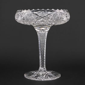 American Brilliant Cut Glass Hobstar Comport