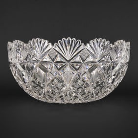 American Brilliant Cut Glass Punch Bowl