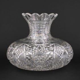 American Brilliant Cut Glass Flower Center Vase