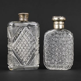 Sterling and Brilliant Cut Glass Pocket Flasks