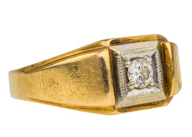 Men's Yellow Gold & Diamond Ring