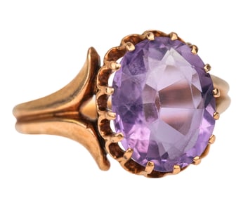Victorian Rose Gold Amethyst Ring