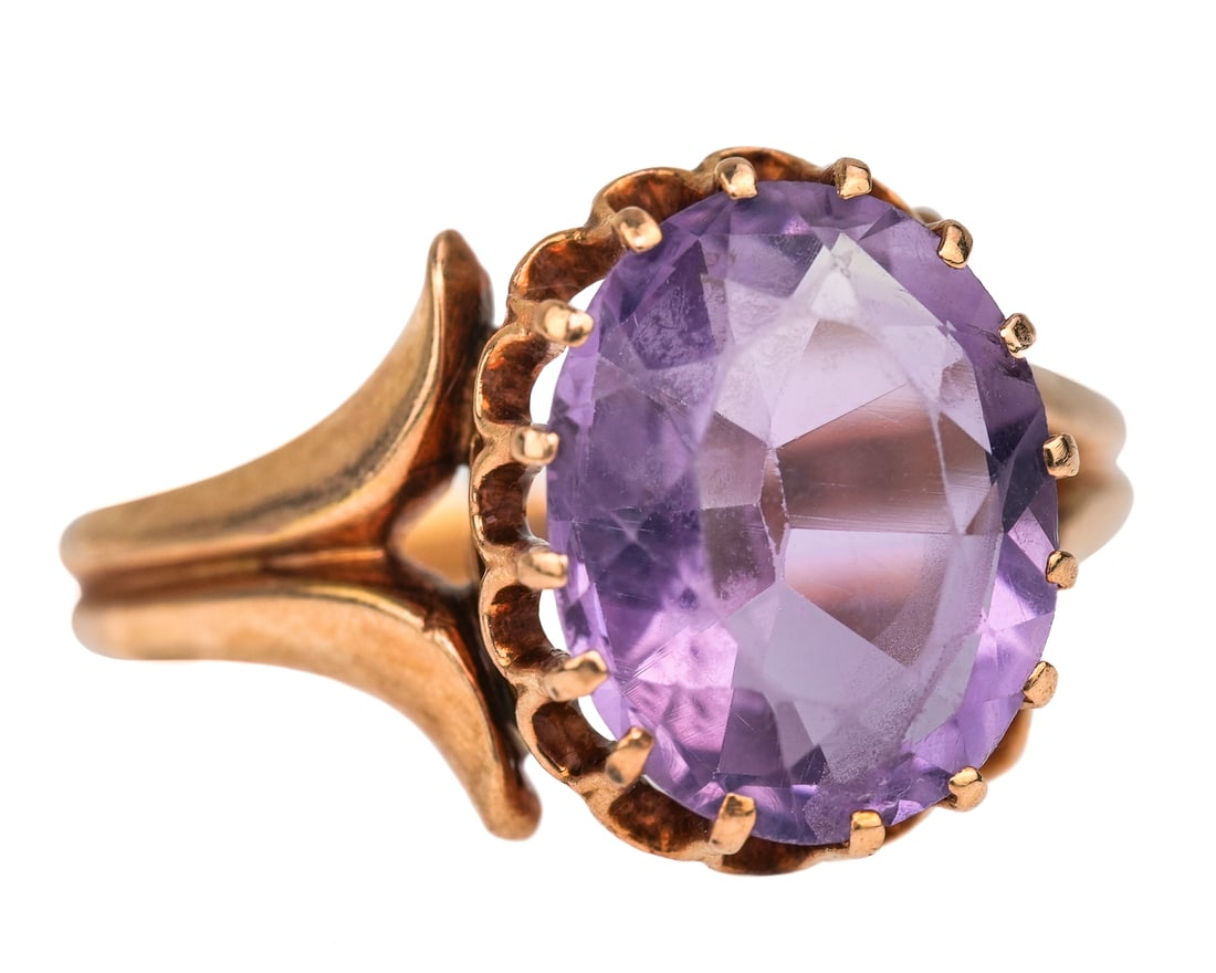 Victorian Rose Gold Amethyst Ring (1 of 6)