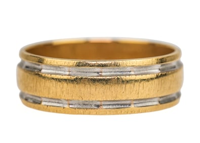 14k Yellow & White Gold Men's Band Ring
