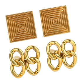 2 Pair 14k Yellow Gold Cufflinks