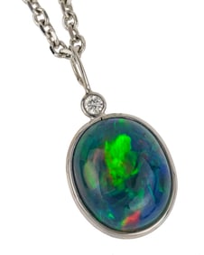 6 CT Opal & Diamond Pendant