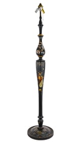 Chinoiserie Decorated Wooden Floor Lamp
