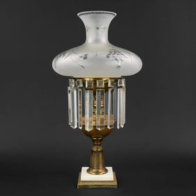 Late 19th c Astral Lamp with Prisms