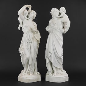 After A Carrier Belleuse Parian Ware Classical Figures