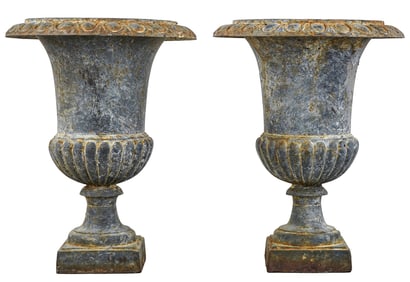 Pair of Cast Iron Urns