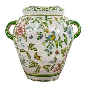 Late 20th c Italian Faience Pottery Amphora