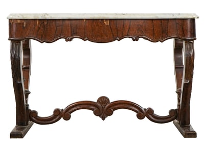 19th c French Rosewood Marble top table
