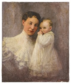 Late 19th c Portrait of a lady with her child