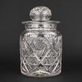 Clark Signed Brilliant Period Cut Glass Humidor