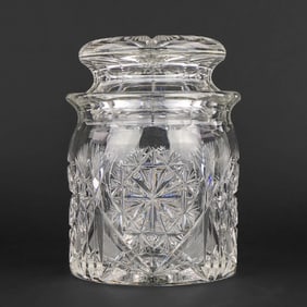 American Brilliant Period Cut Glass Biscuit Jar